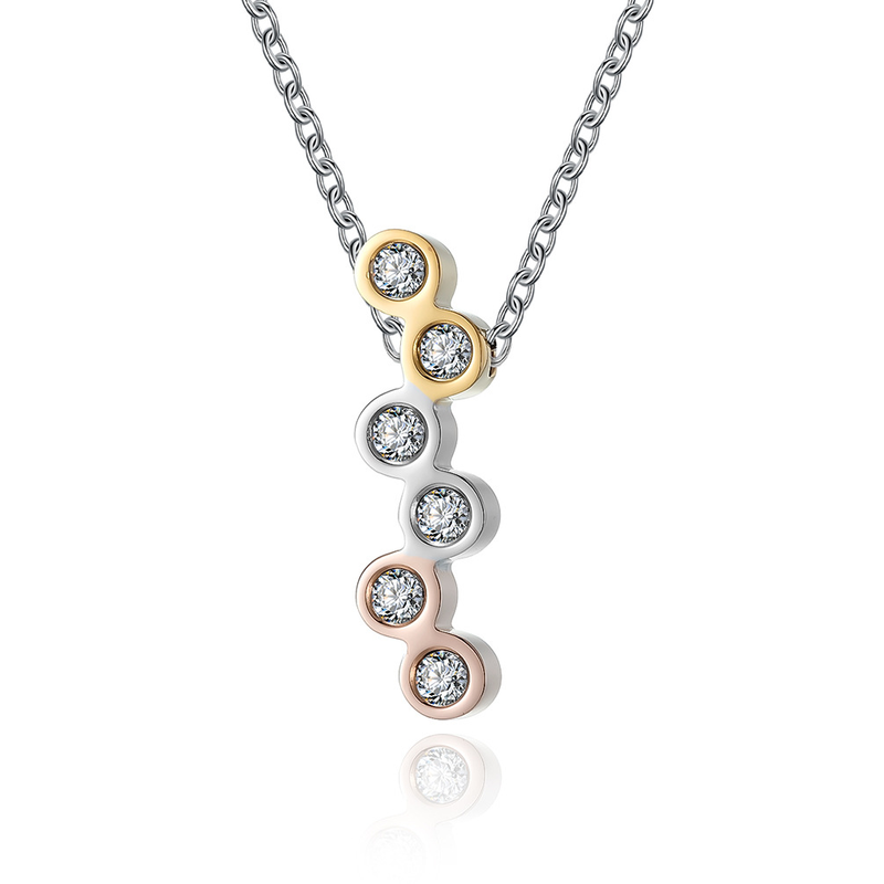 Fashionable titanium steel necklace, female creative figure 8, women's diamond inlaid dual color necklace_voghion.com