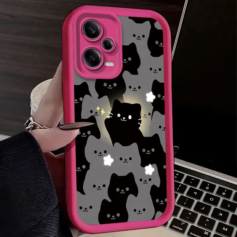 Cute Cartoon Glowing Cat Case for Xiaomi Redmi Note 12 11 13 Pro Plus 4G 5G 10S 11S 9S 12S 10 9 Redmi 12C 14C 13C A3 12 Funda_voghion.com