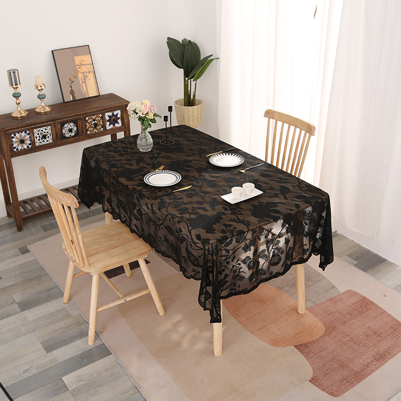 Französische Spitzentischdecke im Prinzessinnen-Stil, dekorative Tischdecke, weiß, rechteckig, amerikanische Esstischdecke, Teetischdecke, Matte_voghion.com