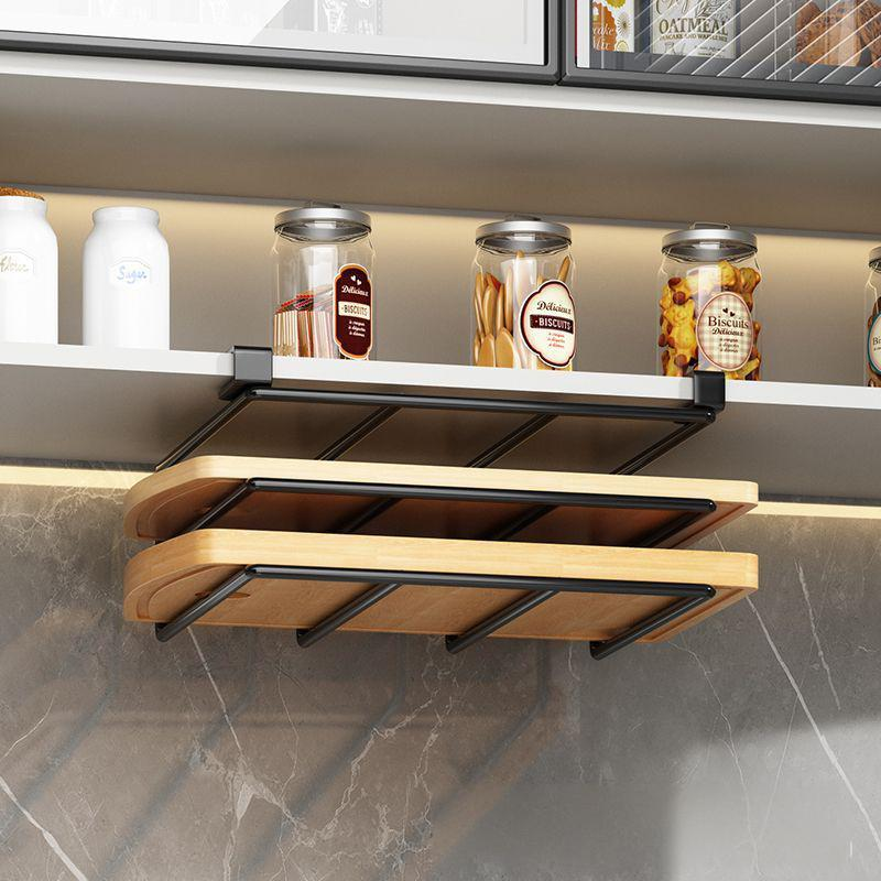 Under Cabinet Organizer No Drill Pot Lid Holder Cutting Board Rack Paper Towel Storage Space Saving Kitchen Shelf_voghion.com
