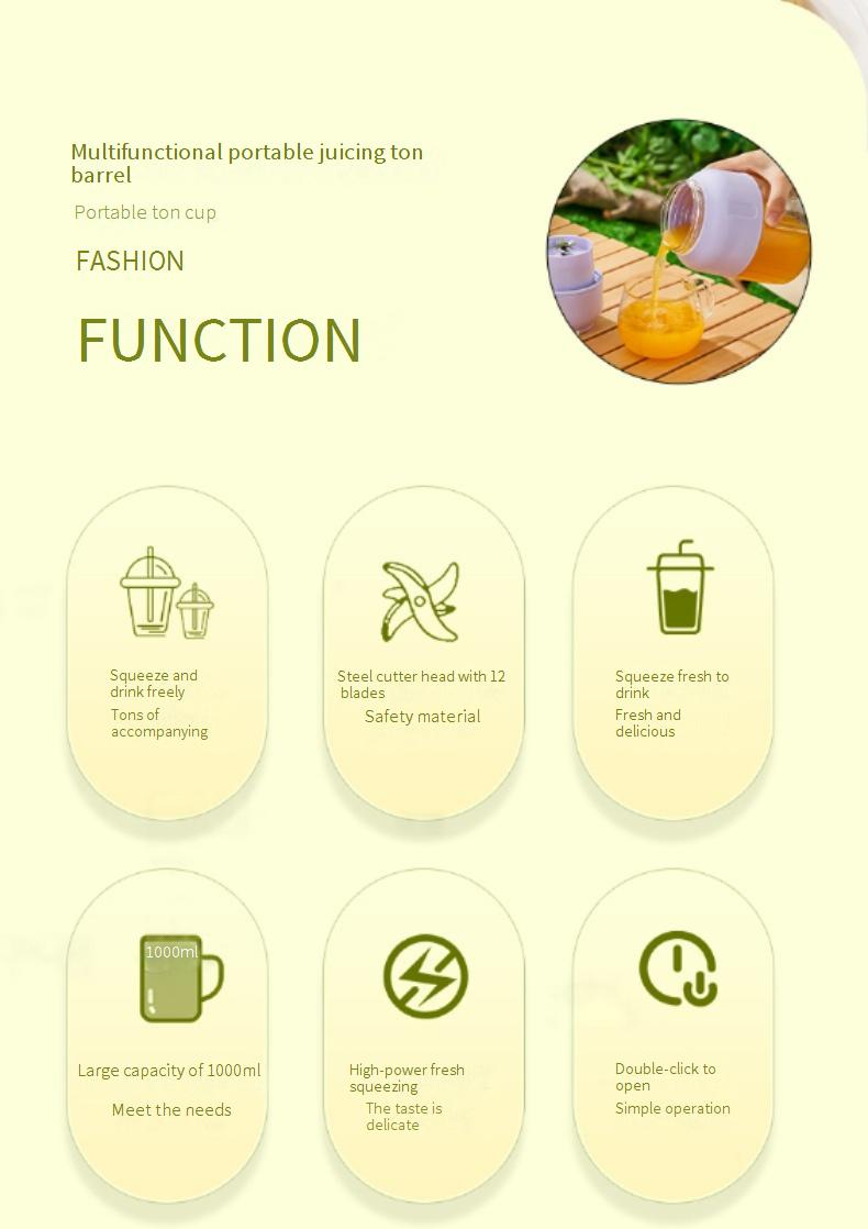 Juicer 12 Blade Stainless Steel Blade Long Life Outdoor Portable Multi Function Juicer Bucket Ton Bucket_voghion.com