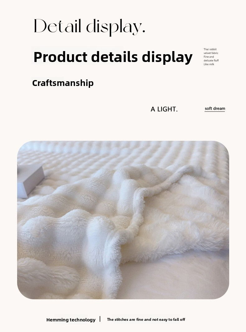 Bubble Fleecedecke – Ultraweicher Milchsamtüberwurf für Bett, Sofa und Büro, leichte Ganzjahresdecke aus 300 g/m² Polyester_voghion.com