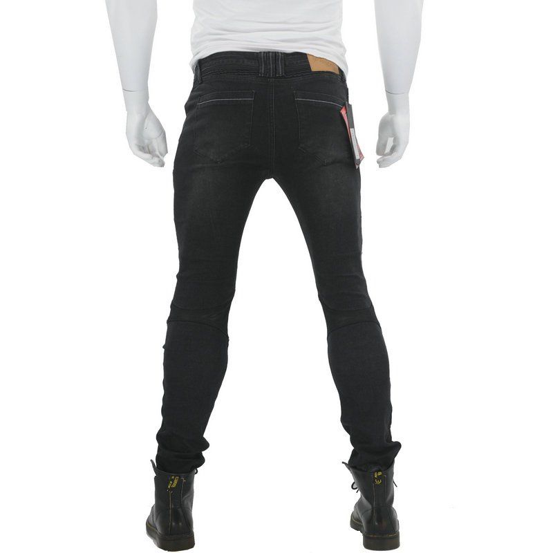 Jeans da motociclista da uomo e da donna - Denim elasticizzato con rete traspirante per la guida estiva (blu/nero, XS-38)_voghion.com