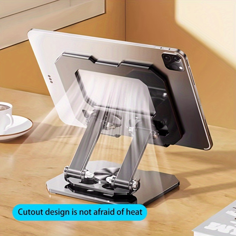 Faltbarer Tablet-Ständer aus Metall mit 360° drehbarer Basis – einstellbare Höhe, Abstand_voghion.com
