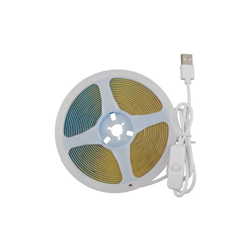 Elastyczna taśma świetlna LED COB 5 V USB z przełącznikiem – ciepła biel/zimna biel, 252 diody LED/m, 24 W, do oświetlenia szafek, luster, dekoracji do pokoju gier_voghion.com
