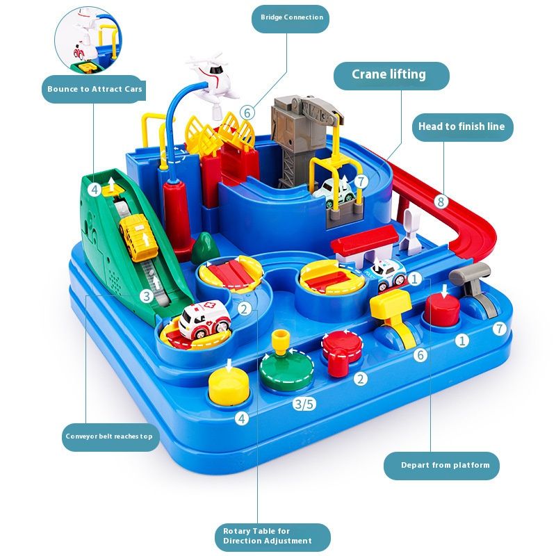 Interactive Car Adventure Track Set – DIY Parking Garage & Train Tracks For Kids, Brain Development Toy (Boys & Girls, Educational Gift)_voghion.com
