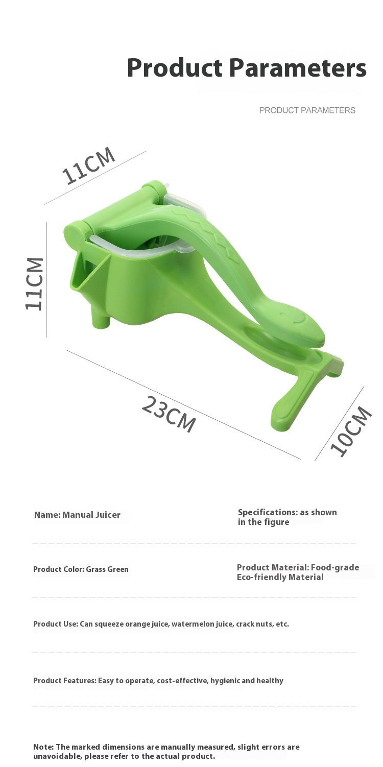 Manual Multi-Purpose Juicer - Compact Plastic Fruit Press For Citrus, Berries & Soft Fruits - Lightweight & Portable_voghion.com