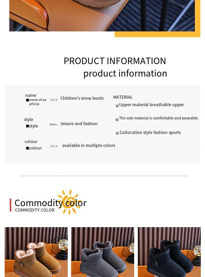 Zimowe buty śnieżne dla dzieci – ocieplane, wodoodporne, z podszewką z polaru, dla chłopców i dziewcząt, antypoślizgowe, ciepłe buty dla maluchów (brązowo-czarno-szare, rozmiary 26-37)_voghion.com