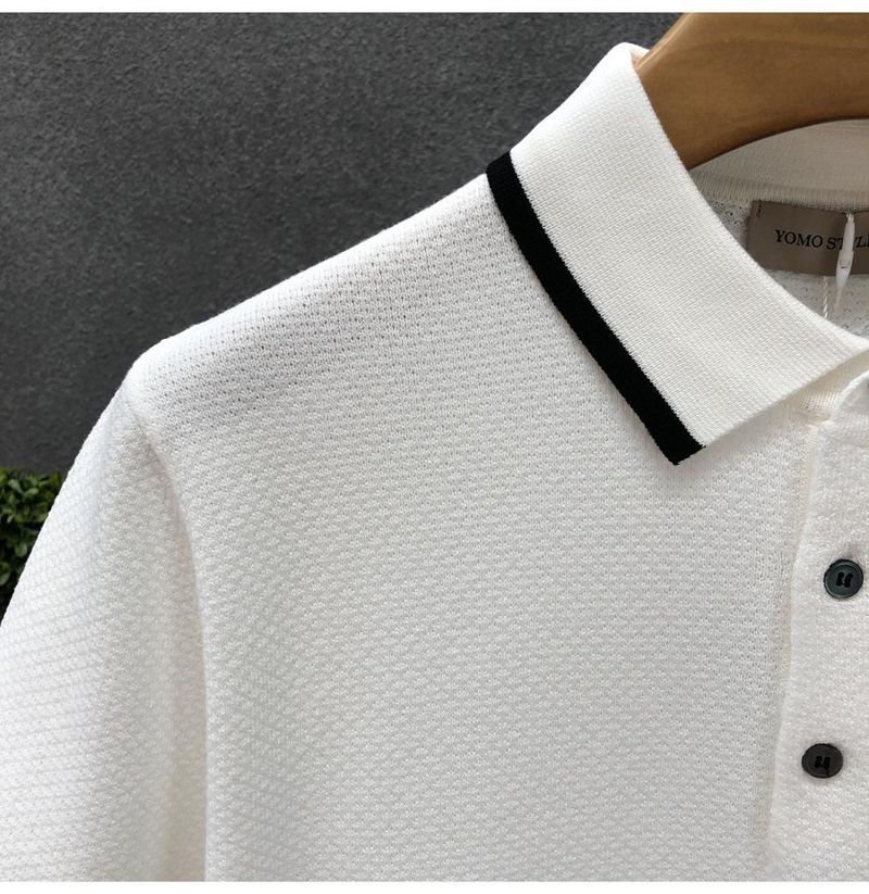 Polo a righe slim fit da uomo, a maniche corte, traspirante, estiva, casual, con colletto classico, comoda maglia_voghion.com