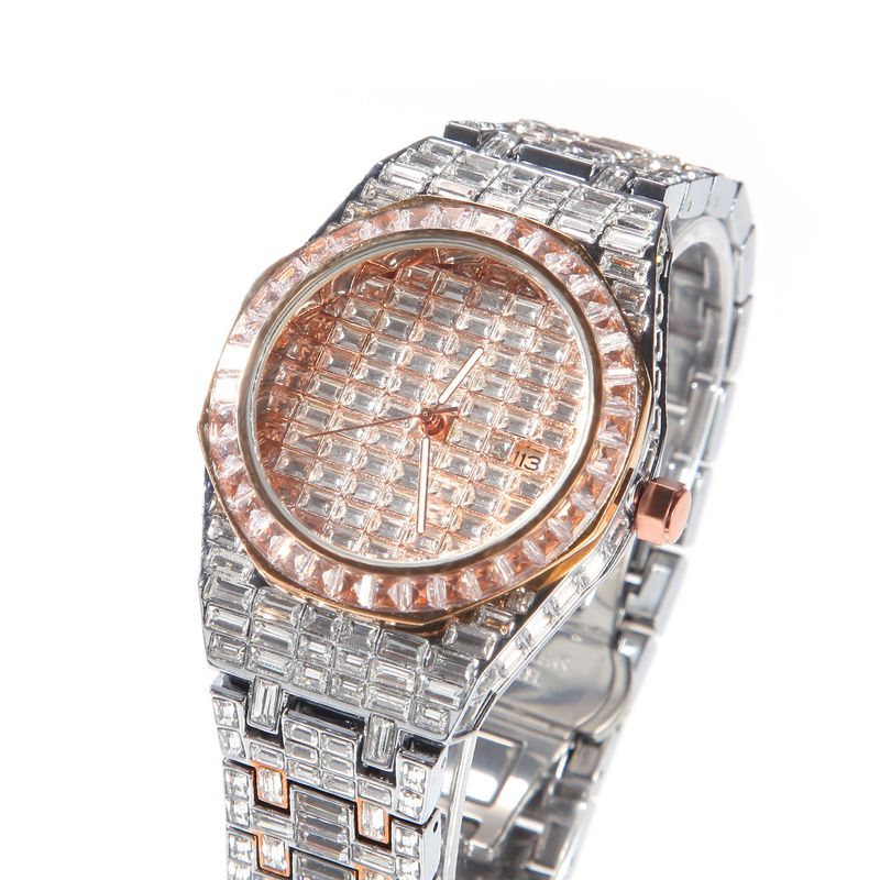 Orologio Hip-Hop da uomo UrbanEdge - Cassa in lega con diamanti e quadrante rotondo sportivo_voghion.com