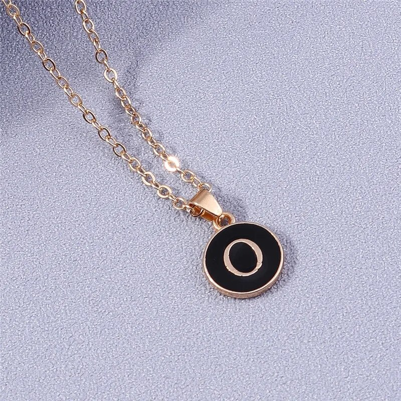 Collier avec pendentif en 26 lettres avec initiales de nom pour femme, collier en émail de l'alphabet A à Z, cadeaux d'anniversaire pour filles, accessoires de bijoux_voghion.com