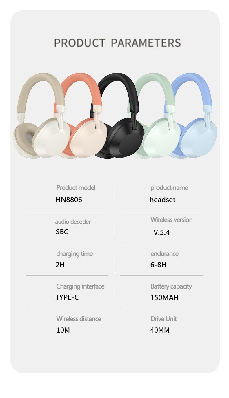 8806 Bluetooth-Kopfhörer mit Hi-Fi-Stereo-Sound, FM-Radio und Freisprechfunktion, universelle Kompatibilität mit Smartphones_voghion.com