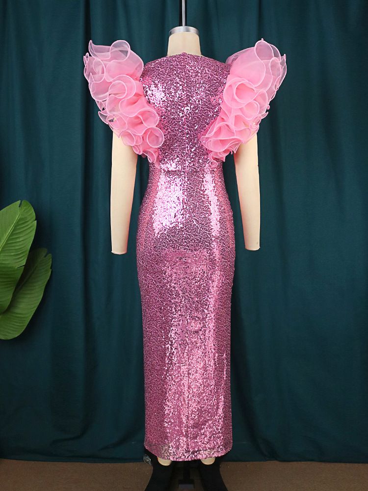Women's Clothing new style fantasy sequin round neck dress sexy celebrity style sleeveless one step dress maxi dress_voghion.com