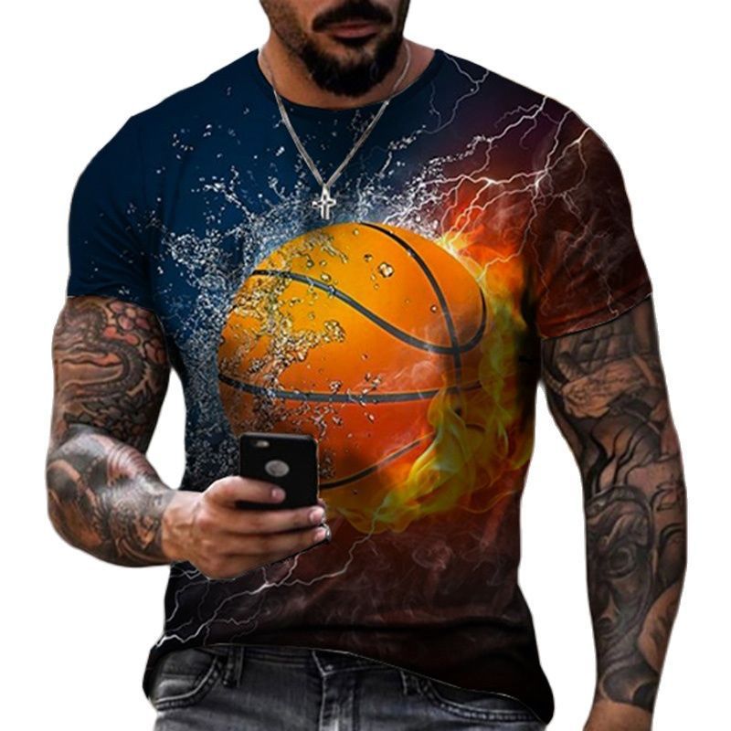 Modisches 3D-gedrucktes Basketball-Held-T-Shirt mit trendigen Kurzarm-Sommerbekleidung für Herren_voghion.com