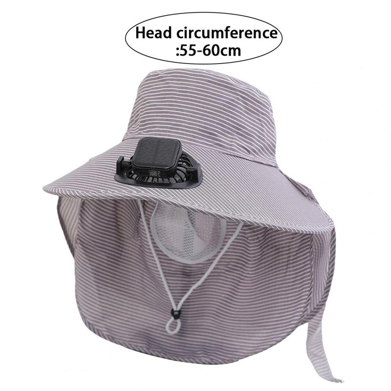 RYYD Gestreepte Bucket Hat - Ingebouwde ventilator|UV 50+|Nekflap_voghion.com