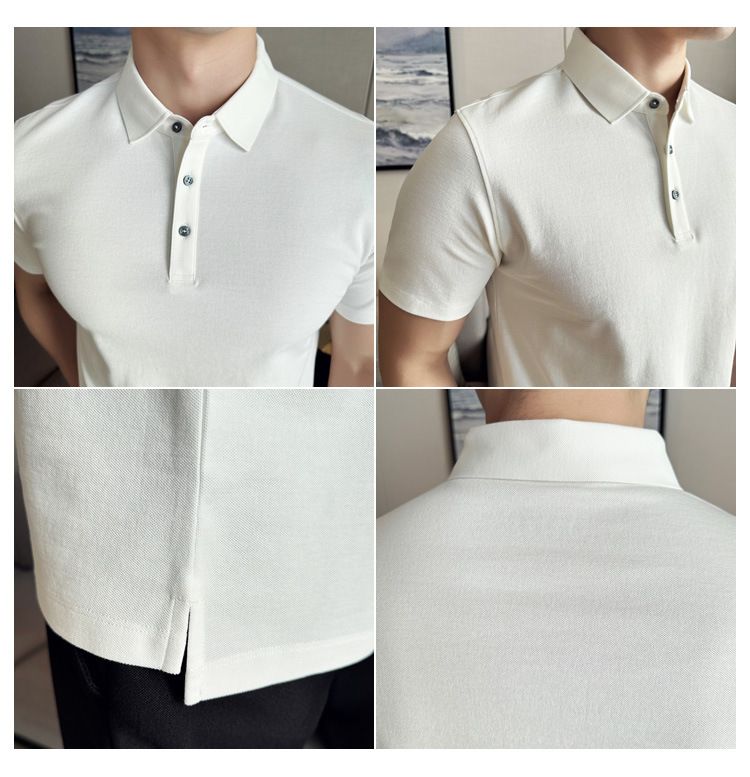 Polo à manches courtes pour homme, nouveauté spéciale été, en coton, confortable, petit revers, non marquant, pressage, version coréenne, coupe ajustée, Paul_voghion.com