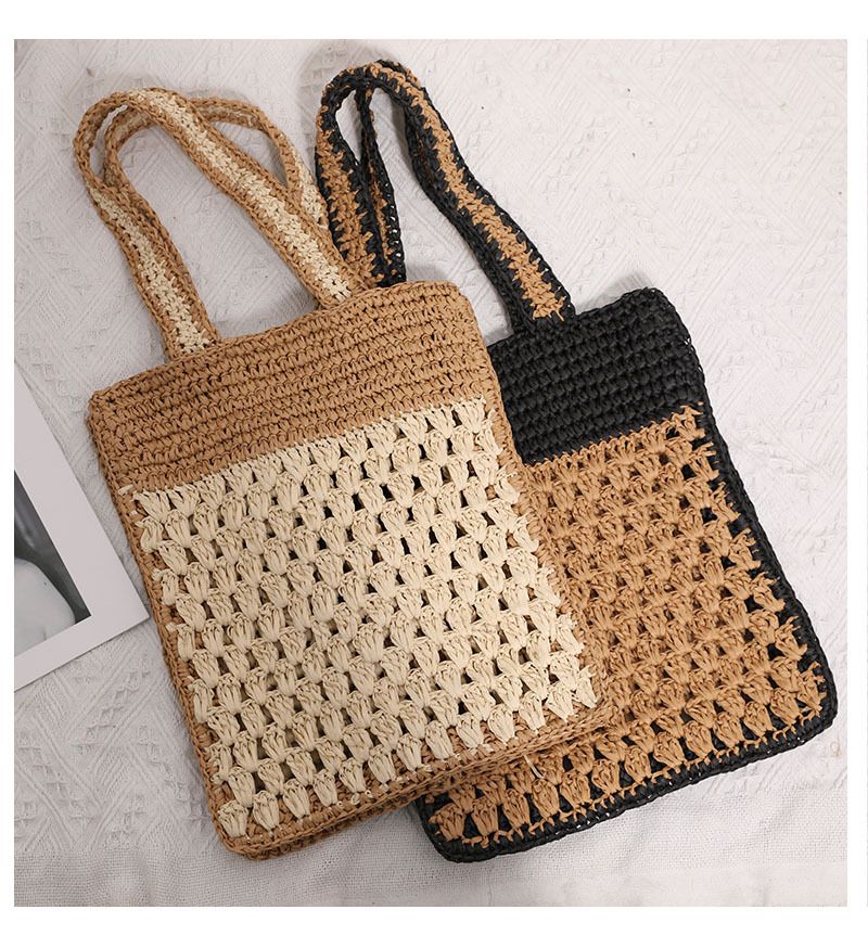 Borsa a tracolla in paglia francese cava, nuovo stile, borsa intrecciata a mano, borsa da spiaggia in stile festivo, borsa da donna versatile_voghion.com