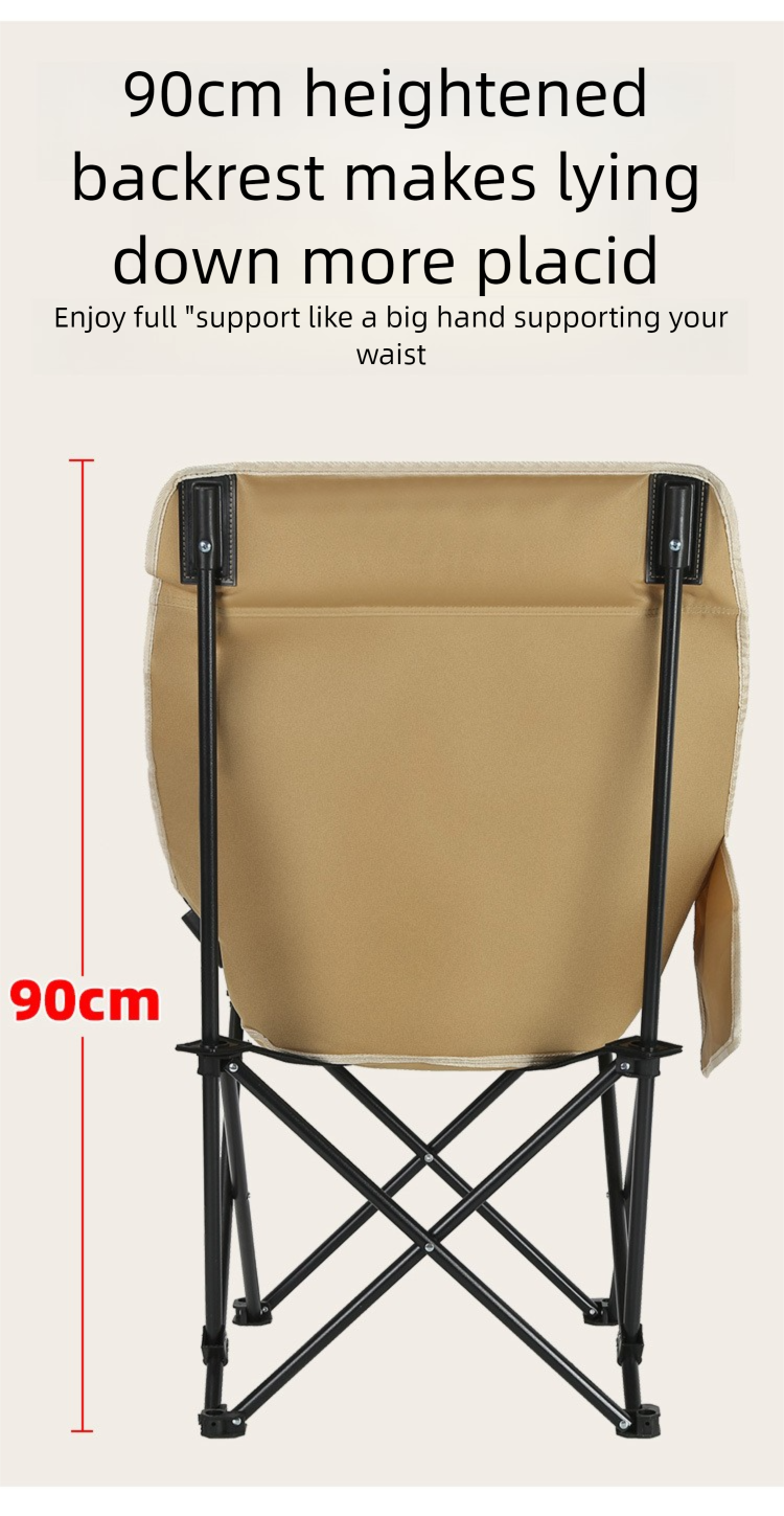 Sedia da campeggio e pesca pieghevole portatile con schienale alto per esterni, sedia da spiaggia per il tempo libero_voghion.com