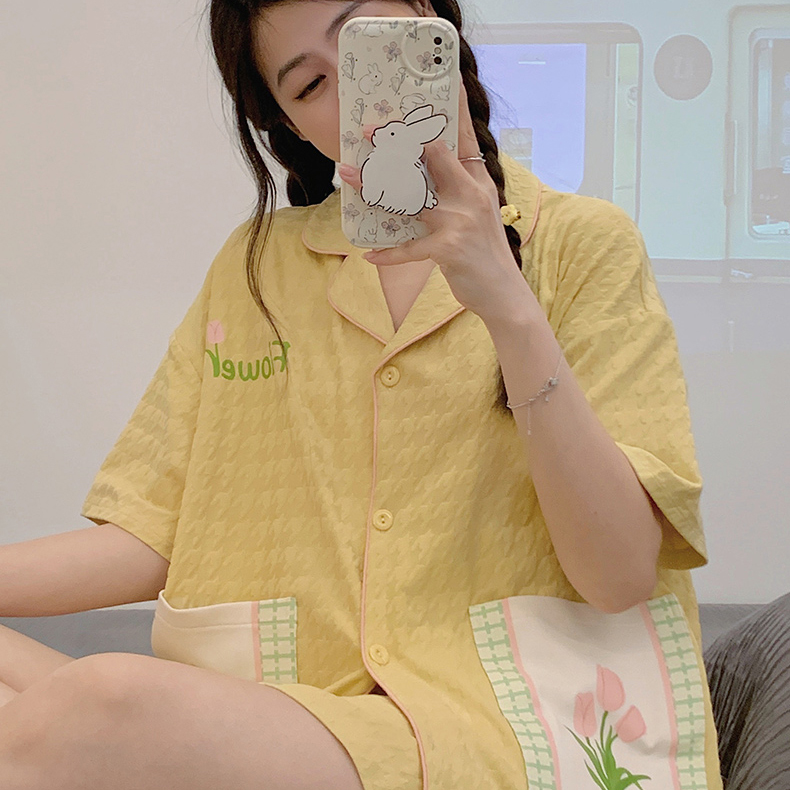 2023 new summer pajamas sweet and comfortable short-sleeved shorts home summer suit_voghion.com