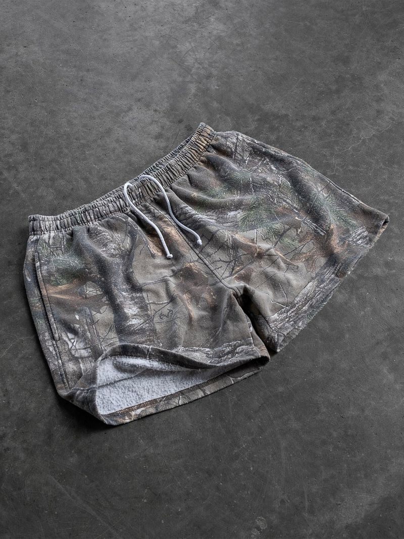 Men's Clothing Summer New Men's Digital Print Shorts Camouflage Tree Branch Print Black Drawstring Pocket Casual Shorts For Men And Women_voghion.com