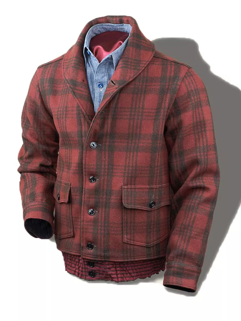 Men's long-sleeved suit jacket tweed coat_voghion.com
