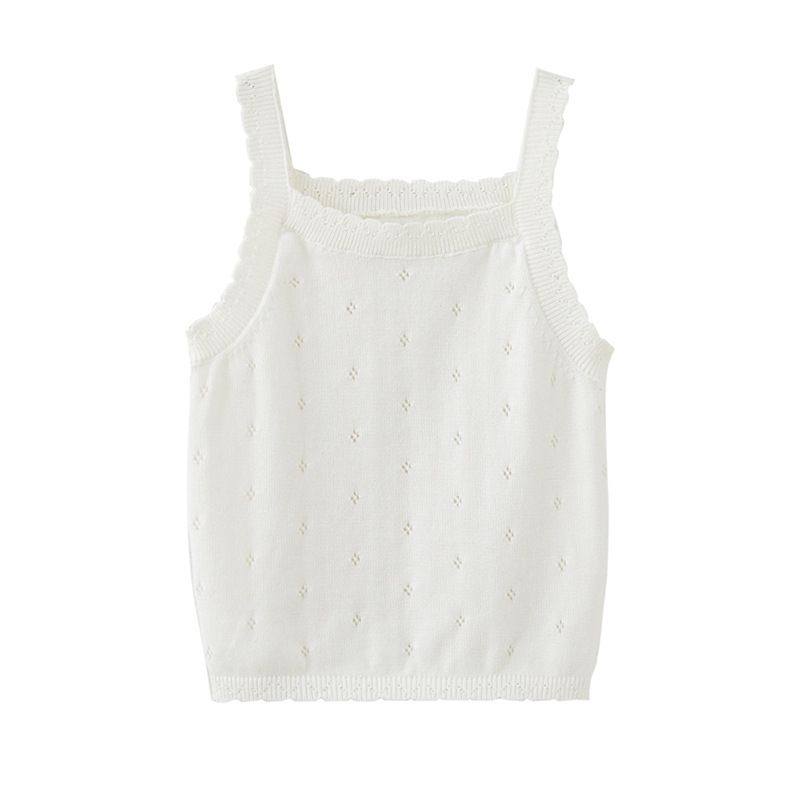 Canotta in pizzo e cotone per bambine – Capo estivo traspirante (80-120 cm, 4 colori + opzioni fiocco)_voghion.com