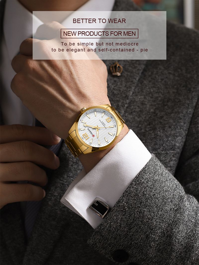 Klassische, wasserdichte Herrenuhr mit großem, rundem Zifferblatt, Edelstahlarmband und minimalistischem Design für Business und Freizeit_voghion.com
