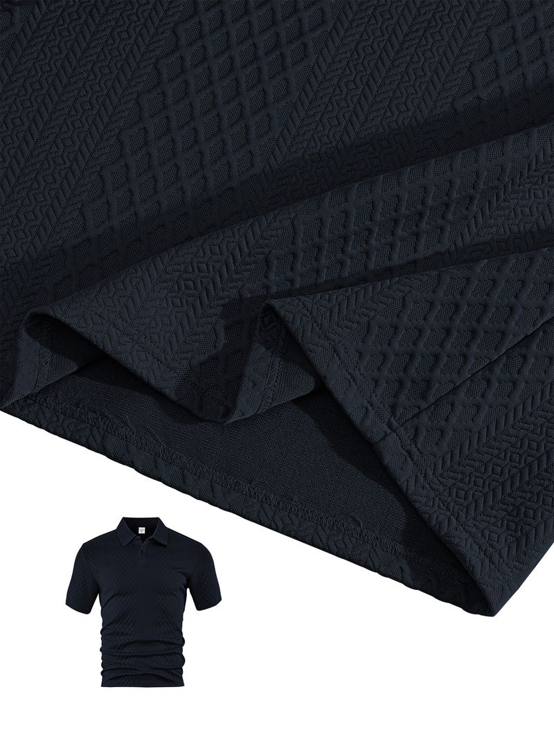 Ropa de verano para hombre, nueva camiseta polo deportiva de manga corta con solapa fina y tejido jacquard para hombre_voghion.com