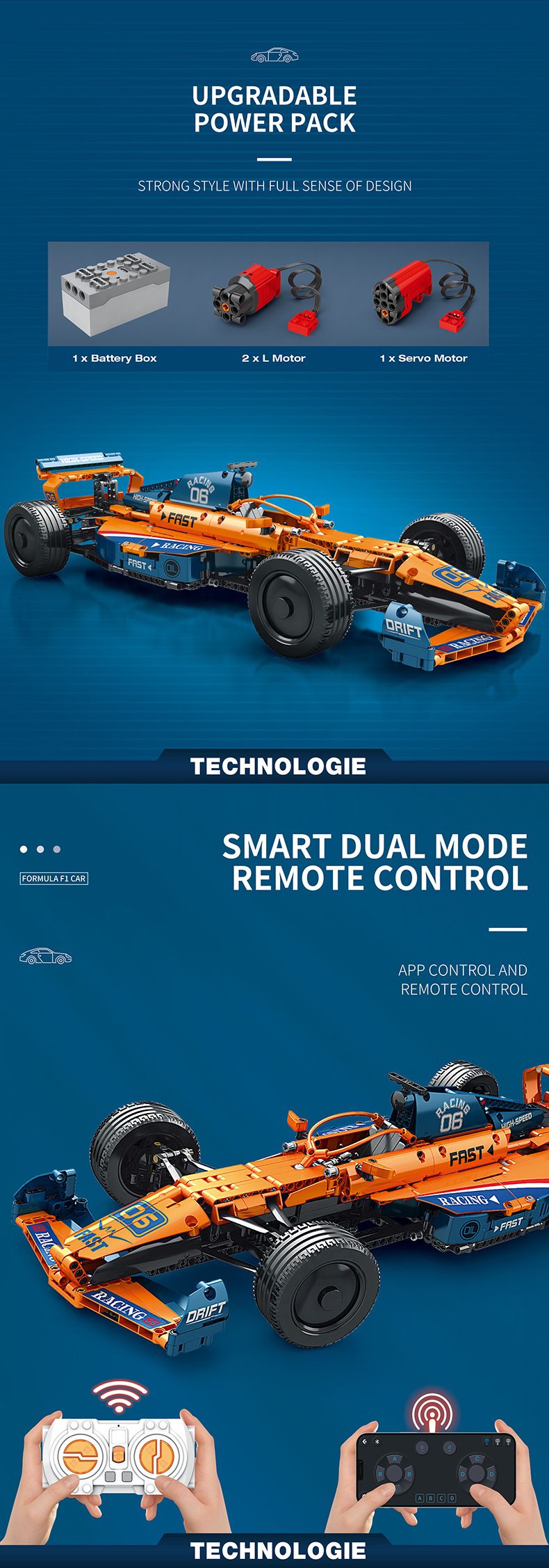 McLaren F1 Racing Car Building Blocks Set - 800+ Pieces STEM Toy For Boys & Teens, Creative DIY Model Kit For Kids Age 7-14_voghion.com