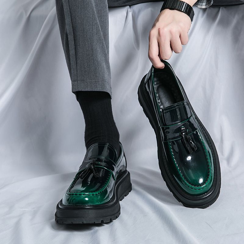 Hochwertige Lederschuhe für Männer mit Sinn für britischen Stil, hoher Leibhöhe, dicker Sohle, trendig und glänzend_voghion.com