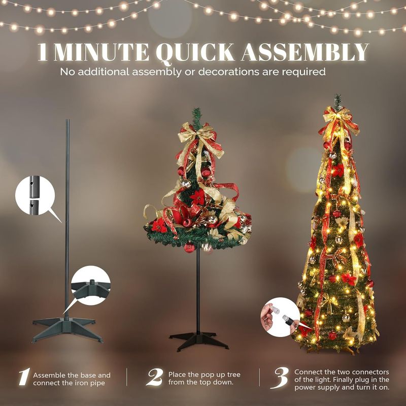 Kerstboom 3ft 10ft opvouwbare kerstboom met lampjes en ornamenten boom kerstversiering_voghion.com