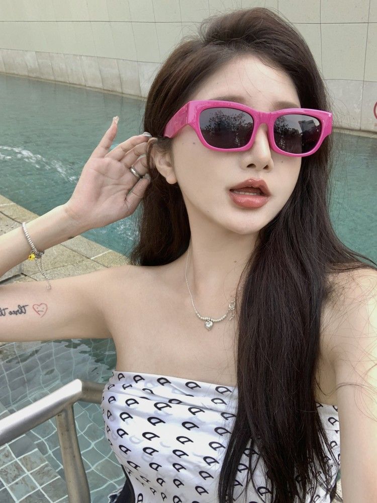 LazyZoom Internet Celebrity Vintage Sunglasses To Make Round Face Thin-Looked Vacation Small Square Box_voghion.com