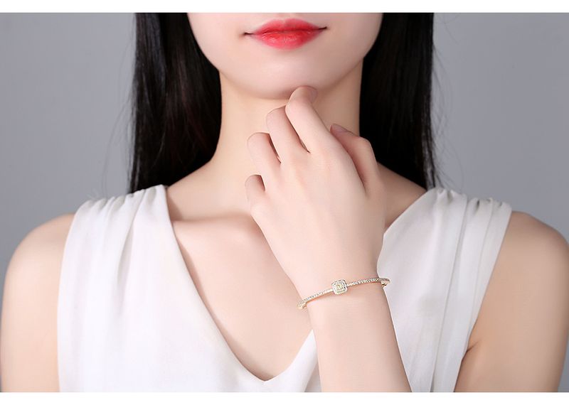 Women's Jewelry Adjustable Zircon Bracelet With Geometric Design, Elegant And Stylish Everyday Wear Simple Copper Micro Inlaid Zircon Bracelet_voghion.com