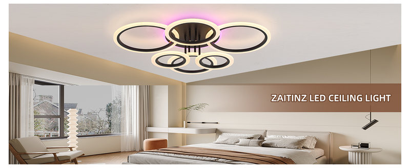 Moderne LED-Deckenleuchte für den Innenbereich, dimmbare Deckenleuchten für Schlafzimmer, 70-W-Deckenleuchte mit Unterputzmontage, 6-Ring-LED-Deckenlampe für Wohnzimmer, 3000–6000 K_voghion.com