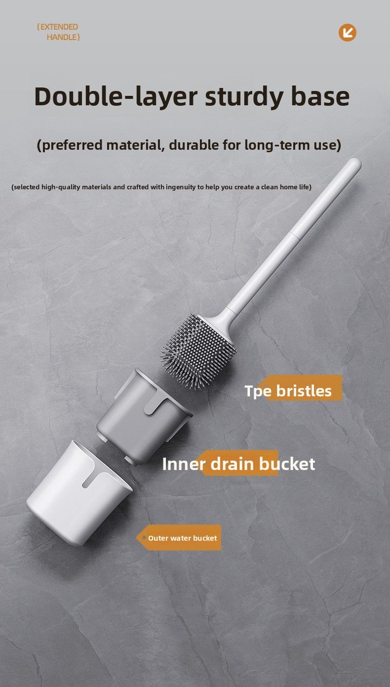 No Dead Angle Household No-Drill Toilet Brush Wall-Mounted Bathroom Silicone Set Cleaning Magic Tool_voghion.com