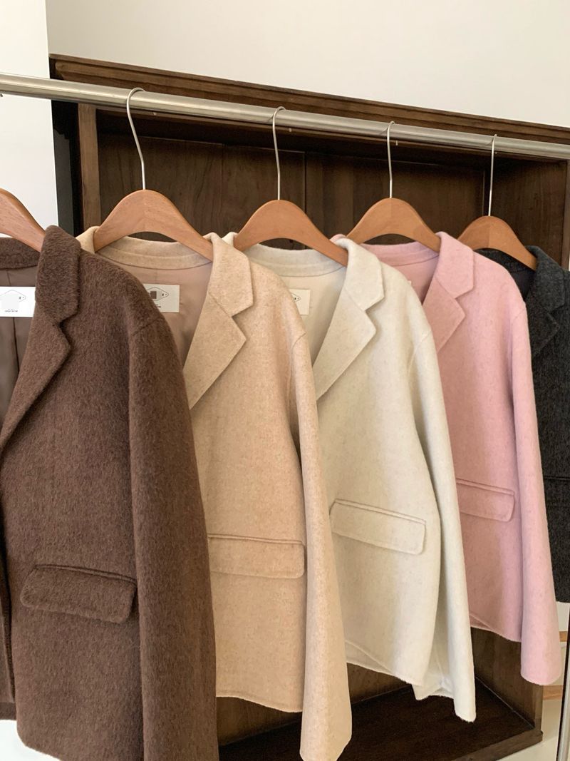 Manteau d'hiver en laine 100 % laine, couleur unie, style coréen Dongdaemun V*rgamot_voghion.com