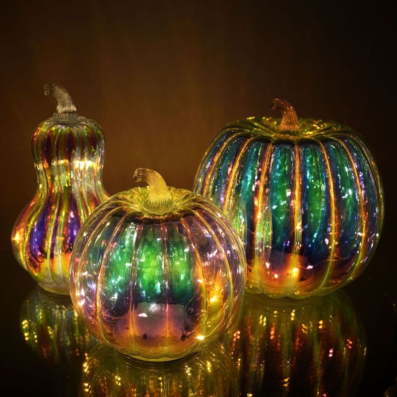 Lanterna di zucca in vetro autunnale per Halloween, ornamenti in vetro, decorazioni in vetro, regali_voghion.com