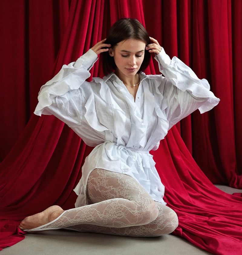 Roupas femininas verão nova moda lapela cor sólida lapela babados renda manga comprida camisa top_voghion.com