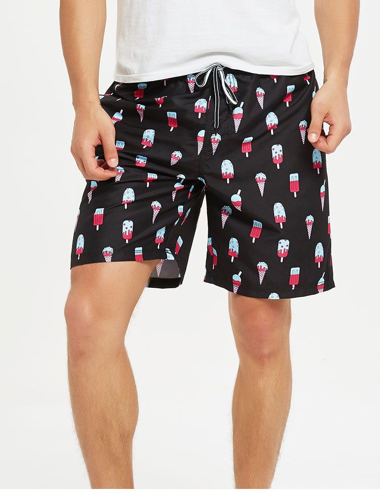 Schnelltrocknende, lockere Passform, Fünf-Punkt-Shorts für Paare in Übergröße mit floralem Muster und mittlerer Länge für den Strandurlaub_voghion.com