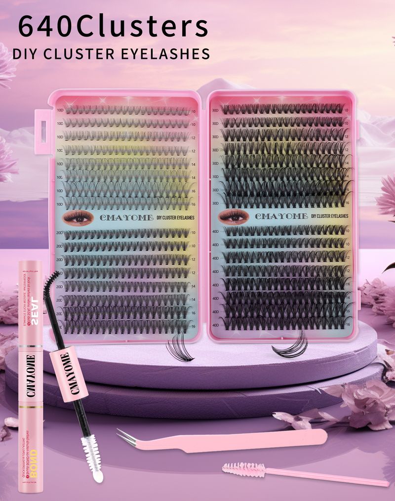 Large - Capacity 640 - Cluster Segmented DIY False Eyelash Book Set European And American Style, D - Curl, Natural And Dense_voghion.com