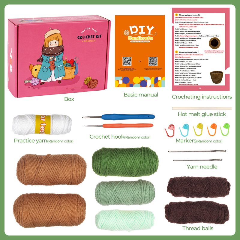 Crochet Material Package Knitting Handmade DIY Homemade Wool Plant Storage Box Ornaments_voghion.com