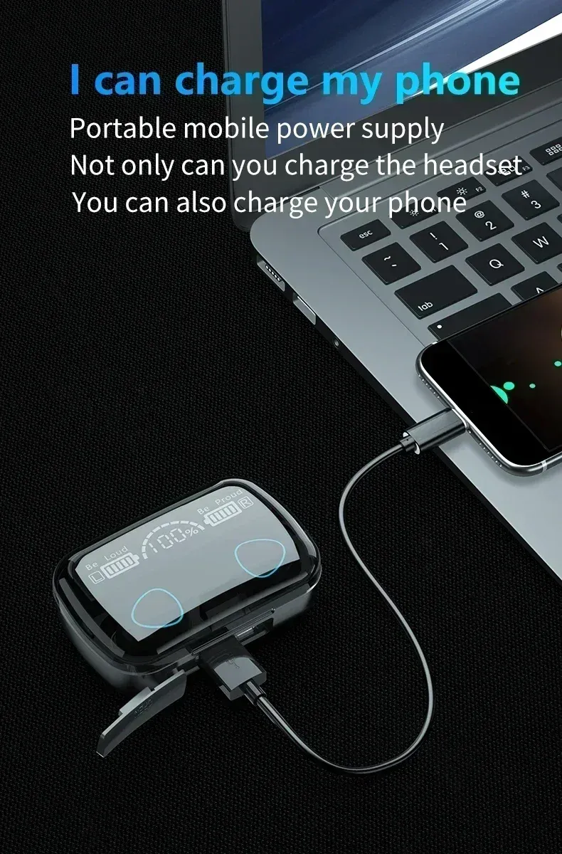 Original M10 Headphones Bluetooth Wireless Earpods Sports Stereo Noise Canceling Headphone Microphone Speaker_voghion.com