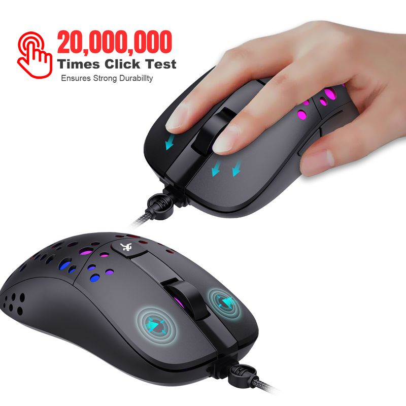 Lach RGB Glow Makro Programméierung Spillmaus 6-Knäppercher fir Luuchten auszeschalten Verschidde verkabelt Mausen_voghion.com