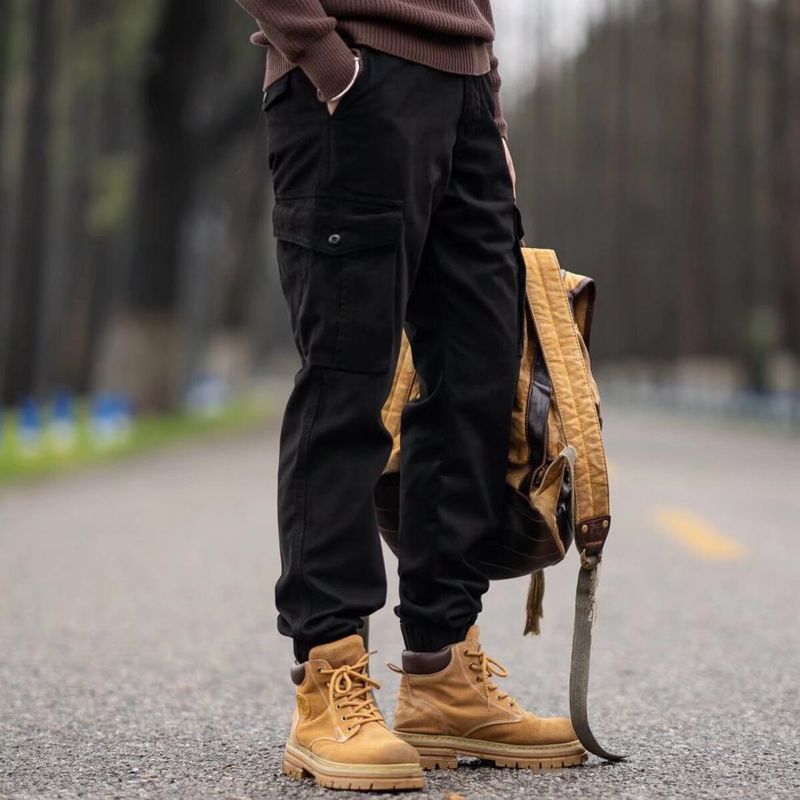Pantaloni multitasche da uomo, realizzati in puro cotone, larghi alla caviglia, marchio alla moda, resistenti all'usura, riparazione auto, manodopera_voghion.com