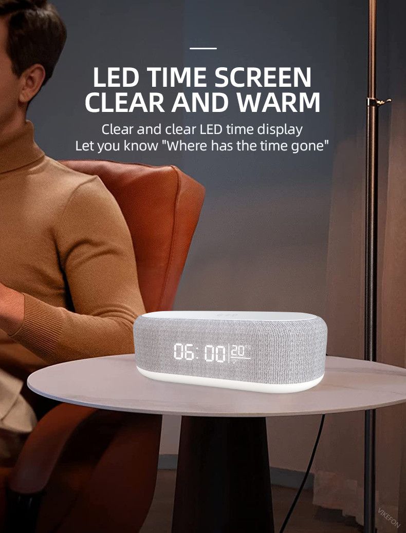 Desktop Alarm Clock Charging Night Light Desk Lamp Thermometer Phone 3-in-1 Wireless Charger_voghion.com