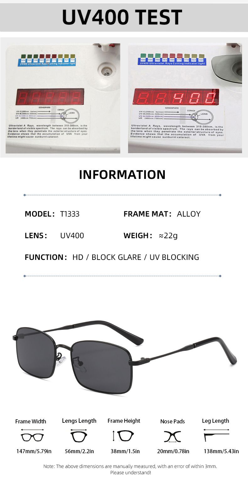 New Retro Metal Ultra Light Square Frame Anti Ultraviolet Sunglasses Small Face Personality Driving Sunglasses_voghion.com