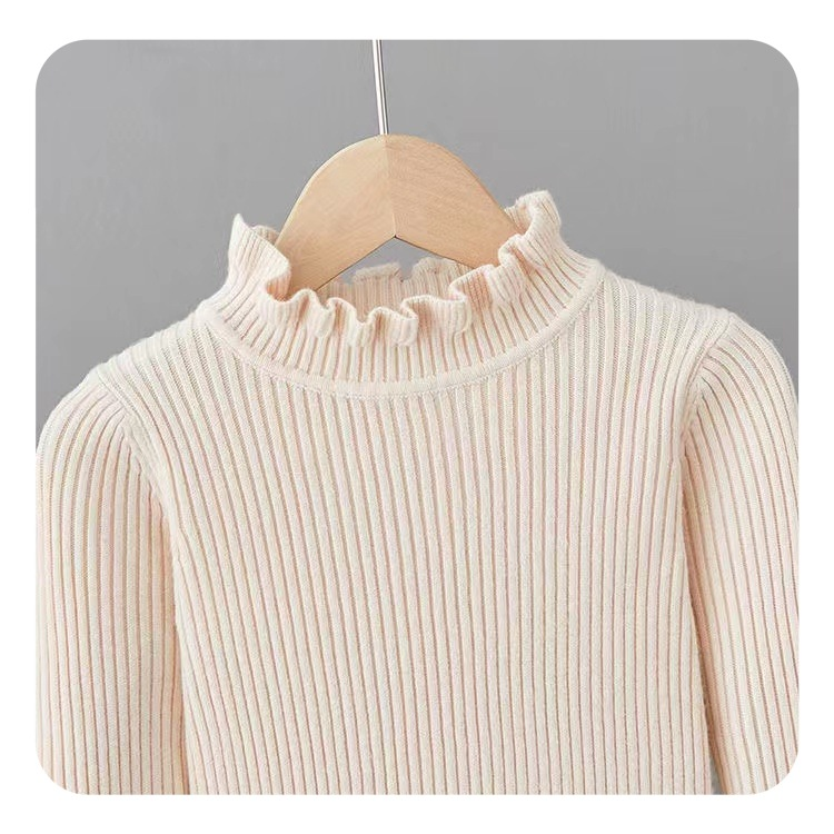 Girls' Autumn And Winter Wooden Ear Edge Sweater Base Shirt All Knitted Base Shirt In The High Collar Bottom Of The Inner Coat_voghion.com