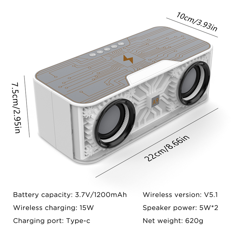 Nouveau haut-parleur Bluetooth, caisson de basses de bureau, lumière colorée, téléphone portable, chargement sans fil, haut-parleur karaoké_voghion.com