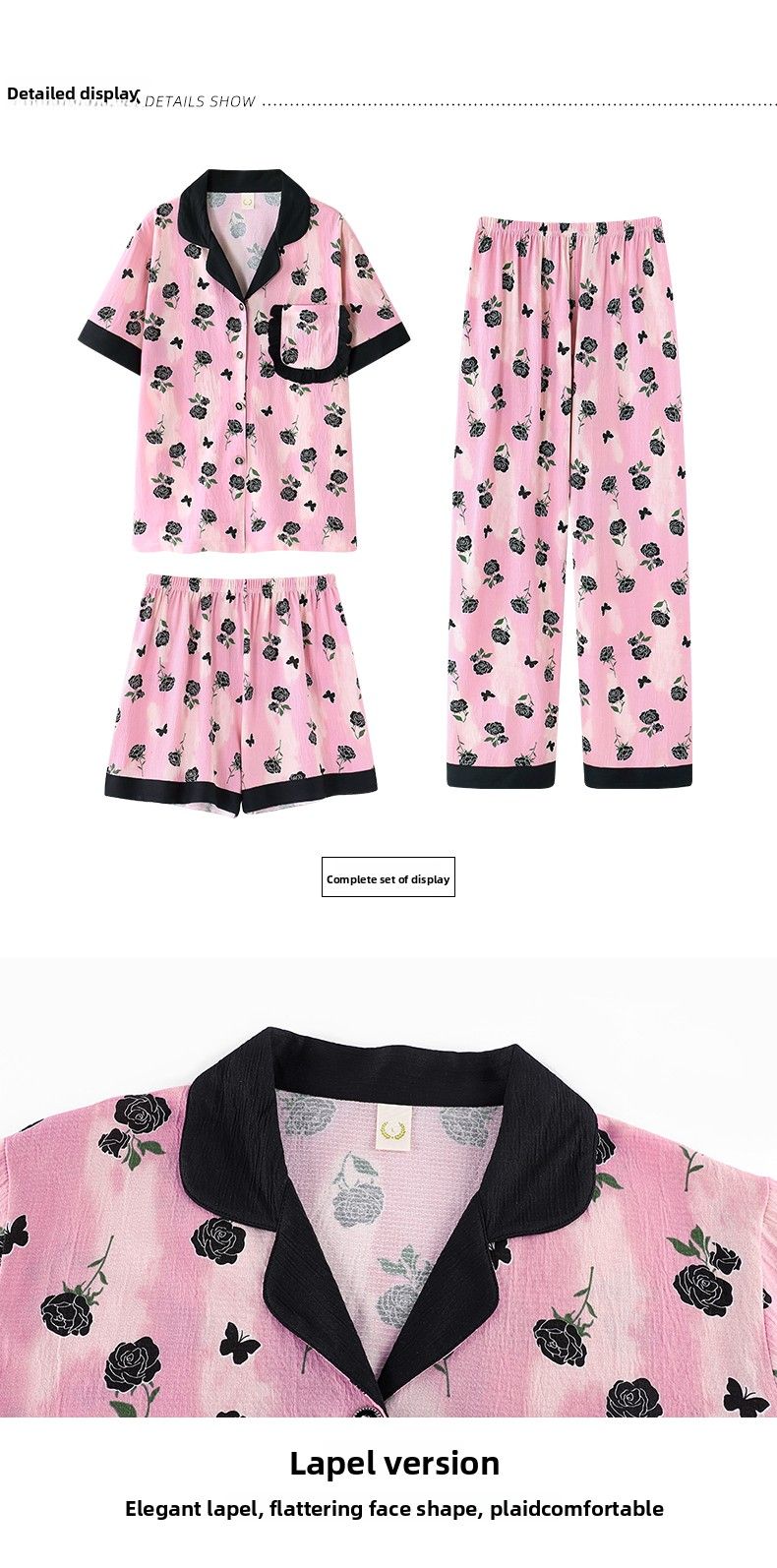 Large Size Exclusive Thin Home Three Piece Set, Short Sleeved Pants And Shorts Combination, Summer Home Super Comfortable_voghion.com