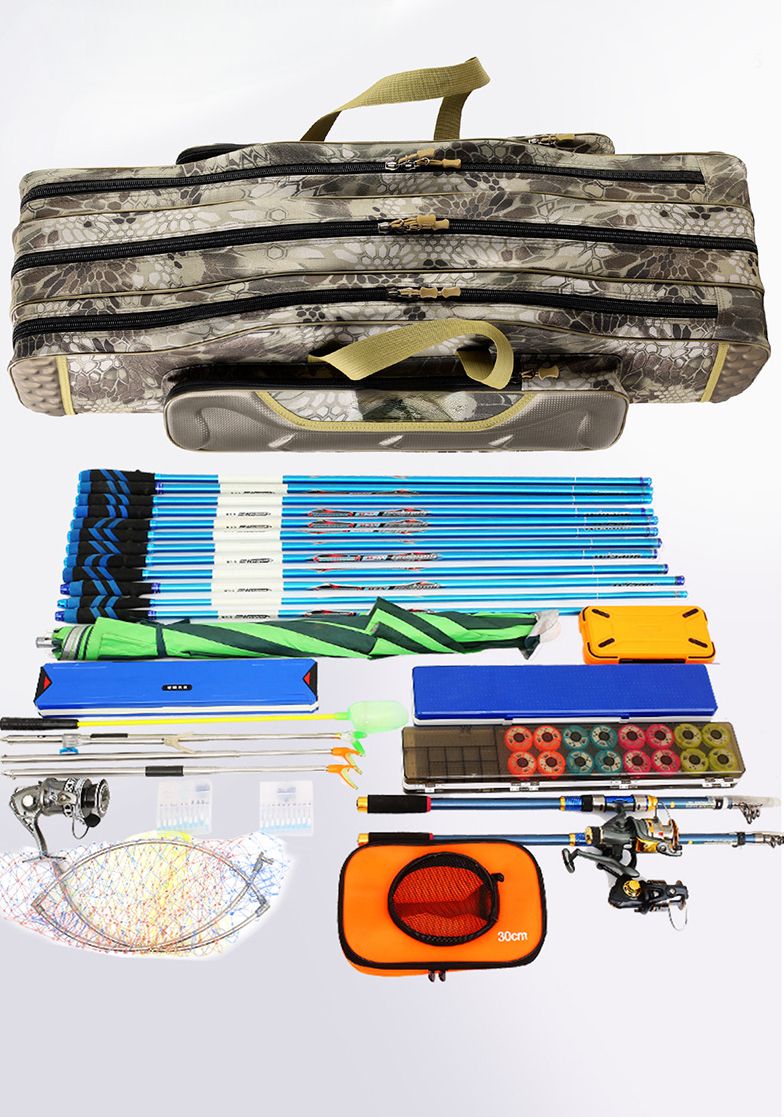 Zaino da pesca a doppia spalla con motivo a squame di drago ispessito, multifunzionale, grande capacità, borsa per canna da pesca con pancia grande_voghion.com